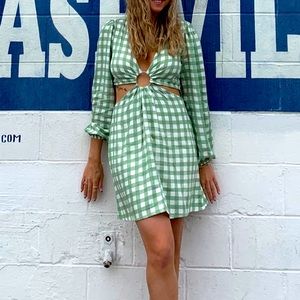 Long sleeve gingham dress